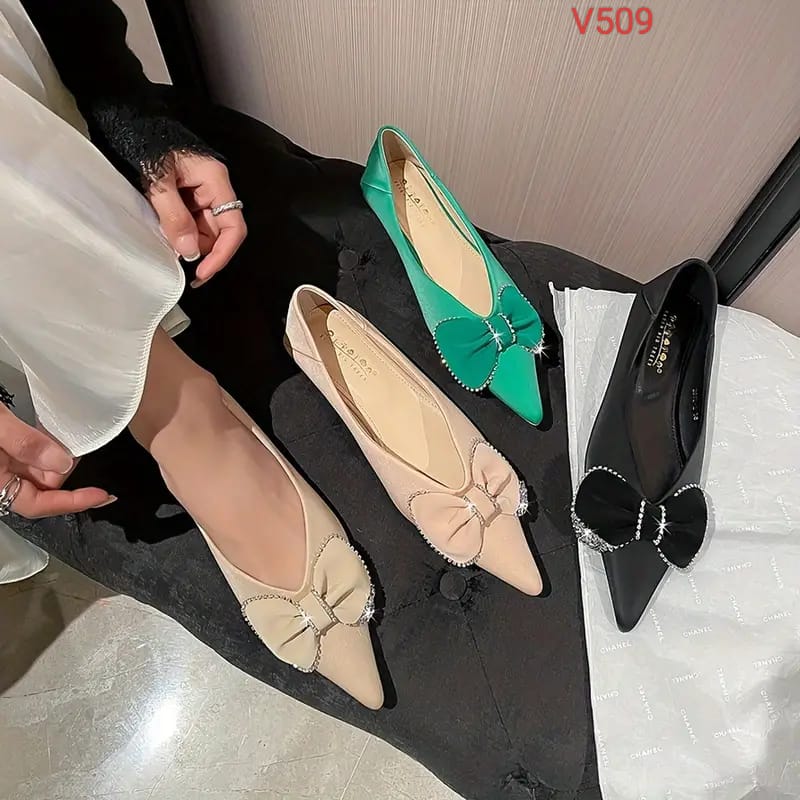 CELINE Paris Bow Ballerinas