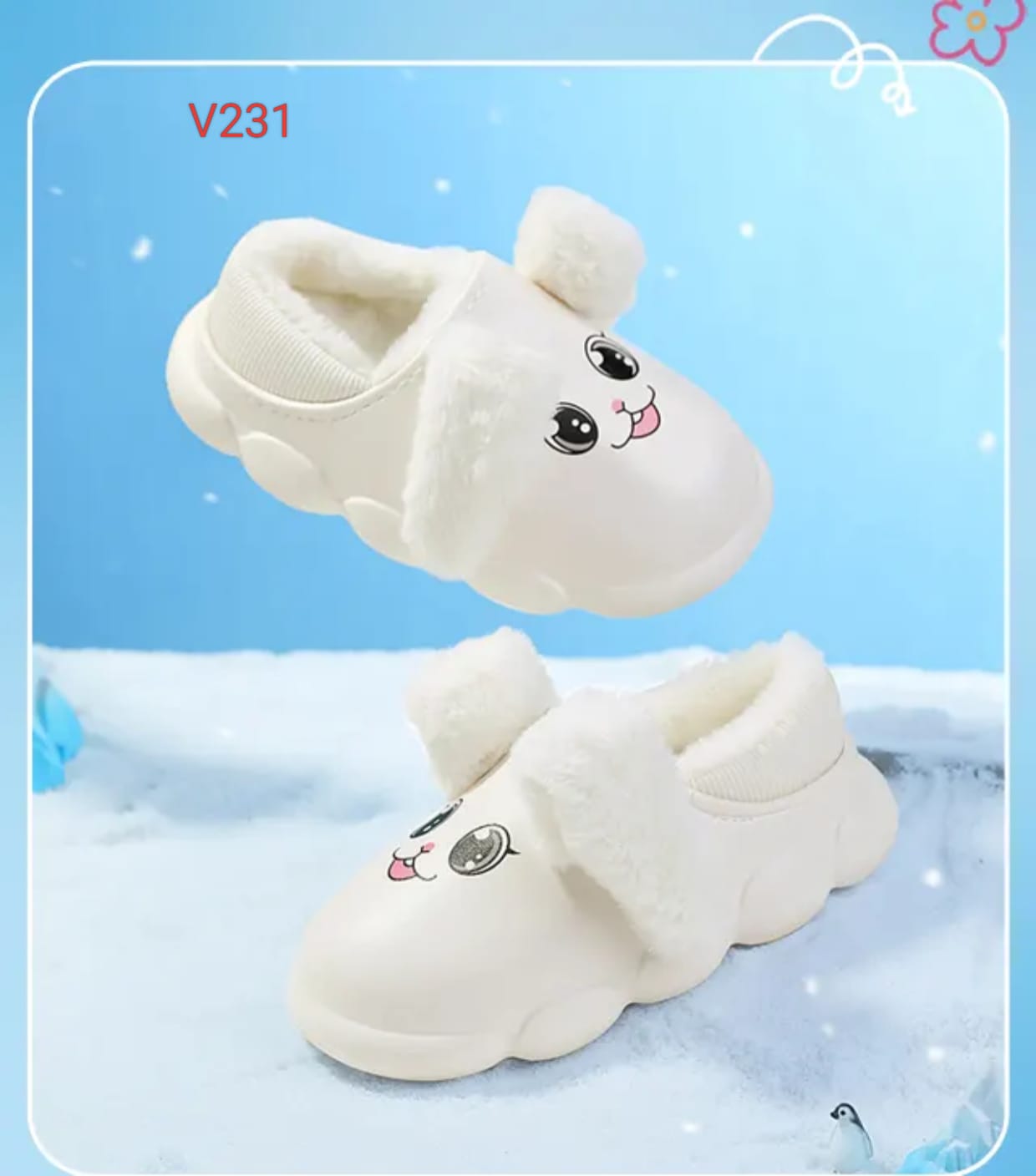Cute Smiley Chu Chu Warm Shoes for Kids & Girls